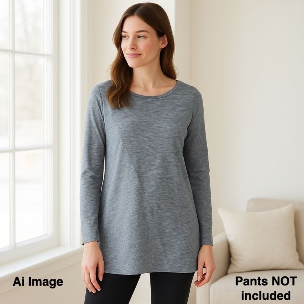 Pure Jill Blue Asymmetrical Knit Long Sleeve Top Women's Size S